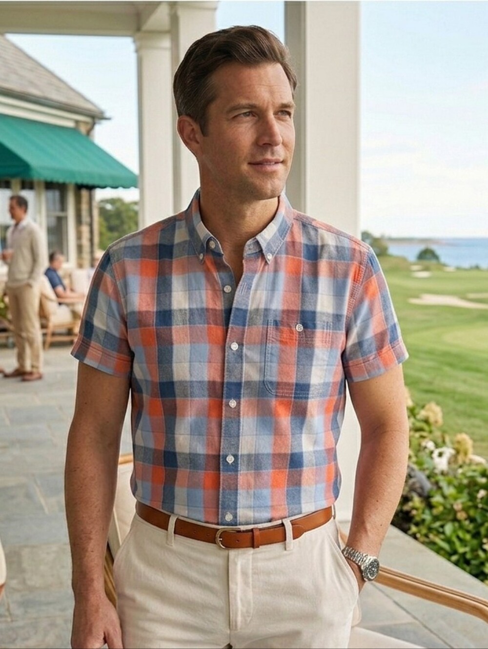 L.L. Bean L Heritage Country Club Summer Social Plaid Tradition Fit Button Shirt